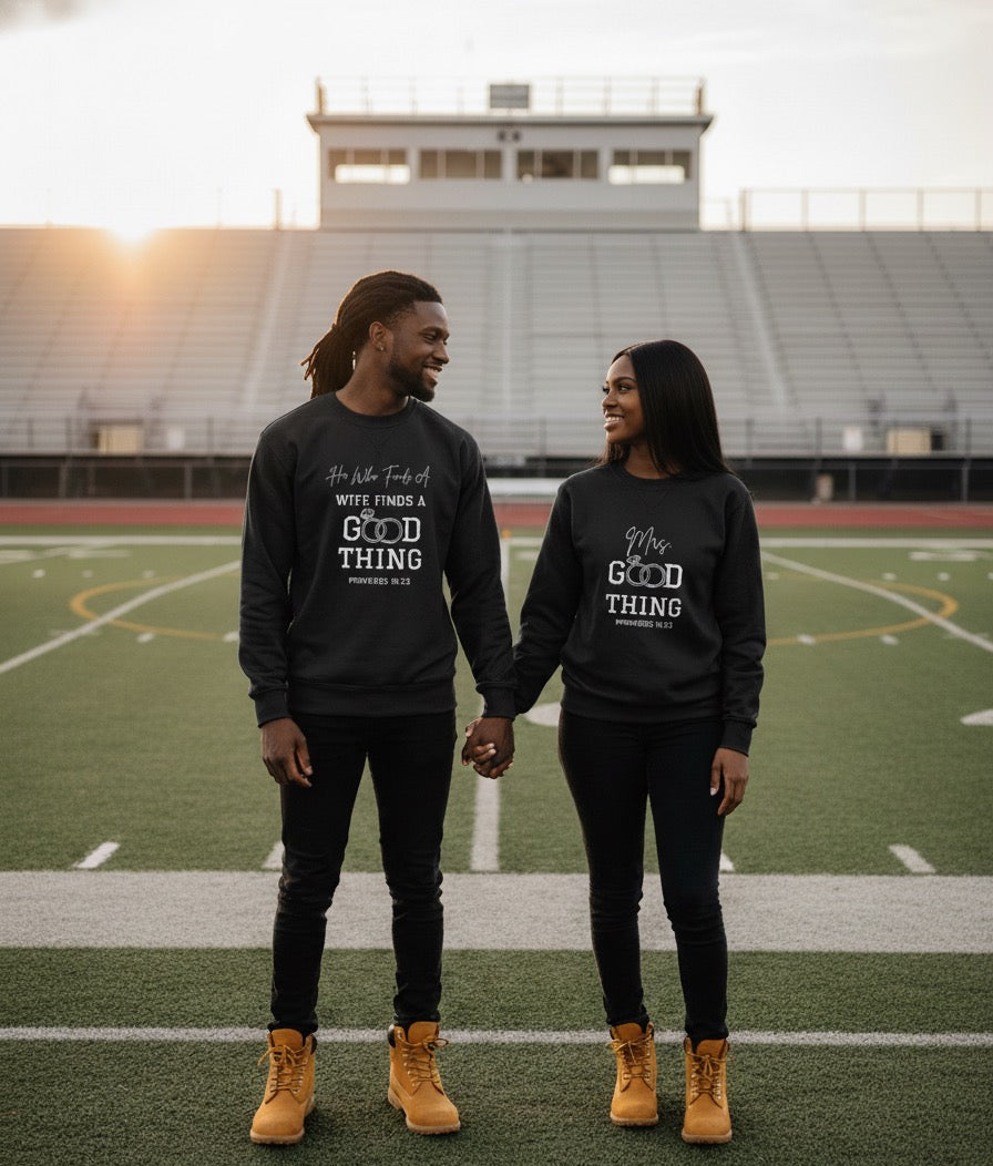 Proverbs 18:22 Couple's Crewneck Sweatshirt